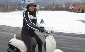 Linda Grassa on her 49cc